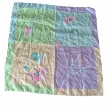 Vintage silk pastel botanical floral square scarf cottagecore garden girl