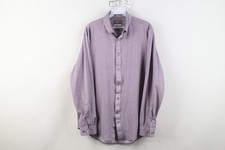 Michael Kors Mens L 16 32/33 Slim Fit Fine Gauge Knit Button Down Shirt Purple