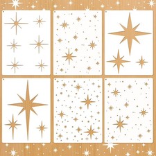 6 Pcs DIY Reusable Star Pattern Painting Stencils Set PET 6 X 8 inches, white