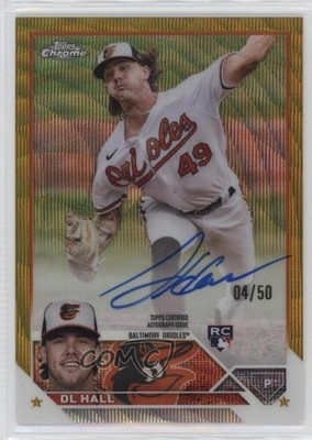 2023 Topps Chrome Rookie Gold Wave Refractor 4/50 DL Hall #RA-DLH Auto RC 0gh1