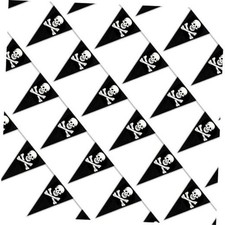 32.8 Ft 24 Pcs Pirate Banner Flag Pirate Party Decorations Black White Pirate