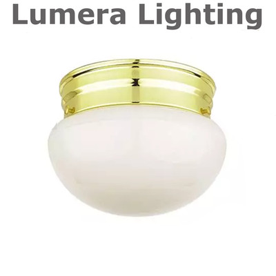 Glass Fixture Lumera Lighting, 8'' White Mushroom Polished Brass.