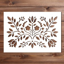 Plantilla floral popular escandinava - Plantilla grande reutilizable de pared y muebles -