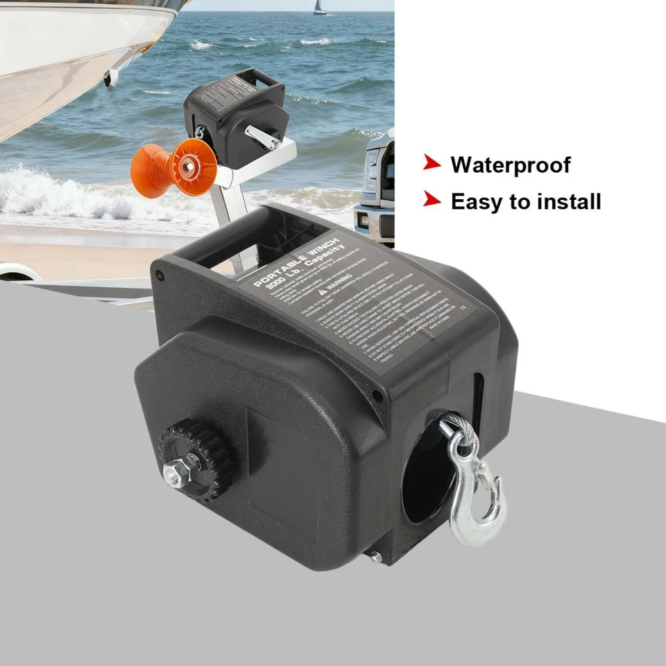 2000LBS Barco Torno Eléctrico Portátil Radio Control Remoto Remolque Torno de Cable - Imagen 2 de 4