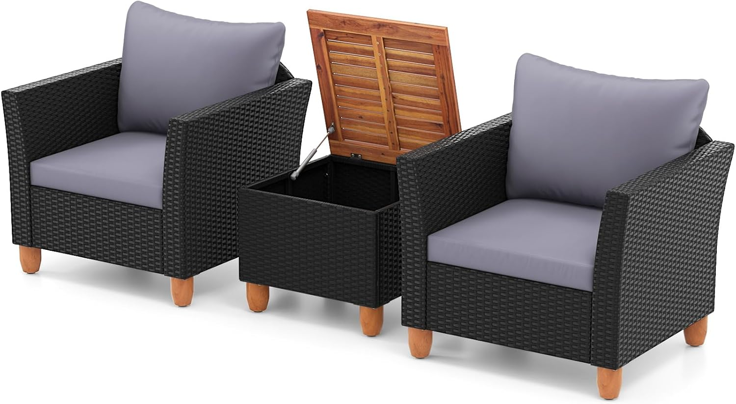 3-3 Piece Outdoor Patio Furniture Set Storage Table