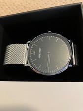 Nine West mens Asher Watch NWW1621MF Stainless Mesh Band Black Face NEW in Box
