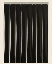 PVC Door strip curtain Opaque Black Set 1.5M  2mm x 200mm x 2.5M Long (9+1.5)