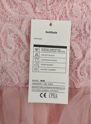 NNJXD Girls Pink Pageant Embroidery Ball Gown Size 150 - Picture 8 of 11