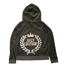 Juicy Couture Green And Gold Velour Zip Up Hoodie Size Large