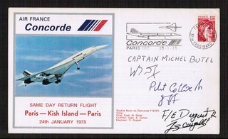 Concorde Air France 1978 Return Flight Flown Pilots Signed Cover Paris Paris