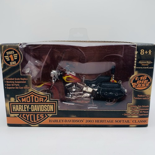RC Ertl Serie 1 Harley Davidson 2003 Heritage Softail Classic Maßstab 1:18 Neu