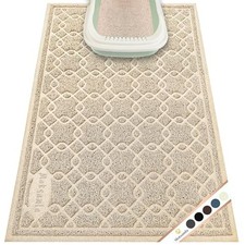 35x24 Inch Large Cat Litter Box Mat, Scatter Control, Waterproof L-Beige