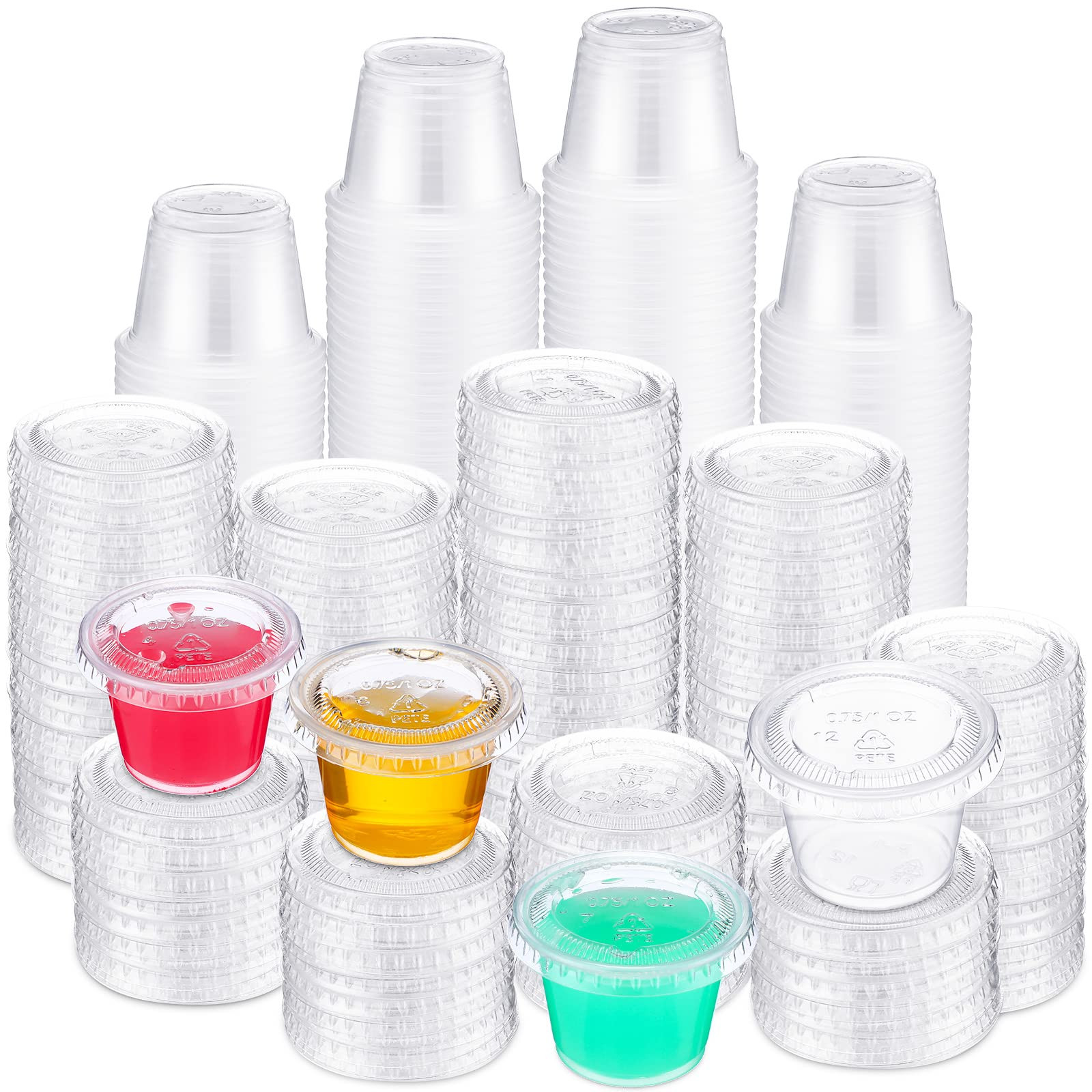 1 oz Disposable Souffle Cups with Lids - Small Portion Containers for Sauces and Samples