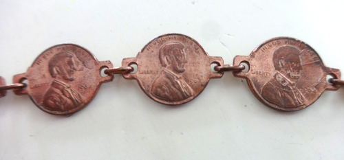 1964 LINCOLN MINIATURE PENNY SET NECKLACE & BRACELET COPPER 10MM COIN RARE GUC - Picture 10 of 12