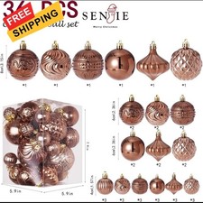 Christmas Ornaments Set with 36pcs Shatterproof Tree 36 pcs, Brown