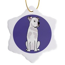 3dRoseCute White American Bulldog Art Snowflake Ornament, Porcelain, 3-Inch