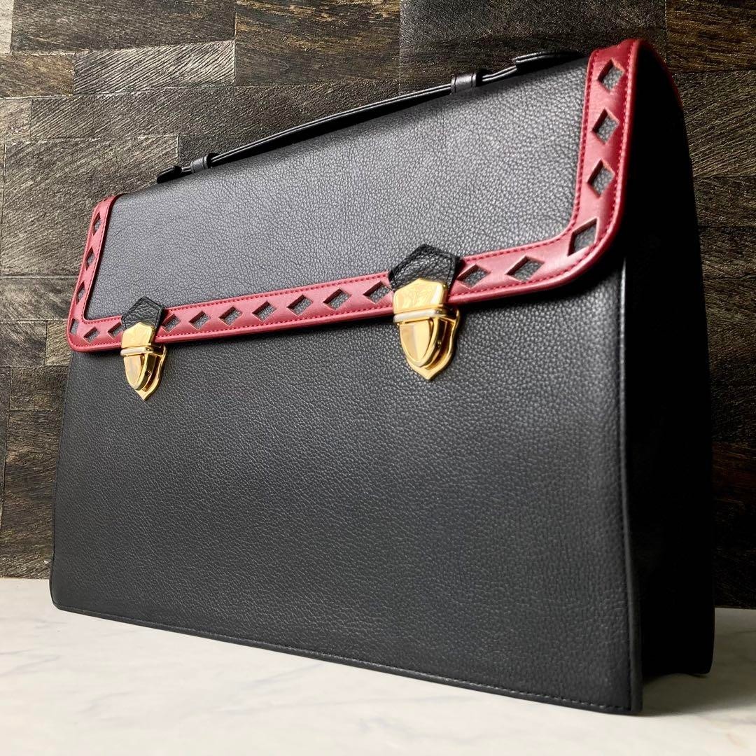 Borsa pochette donna Yves Saint Laurent YSL borsetta pelle nera rossa autentica