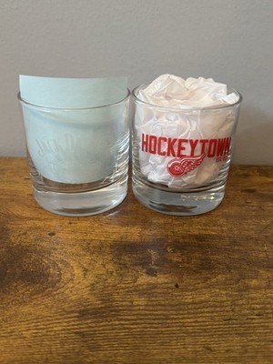 Lot of 2 Detroit Redwings Hockeytown Jack Daniels Old No. 7 Whiskey Rocks Glass