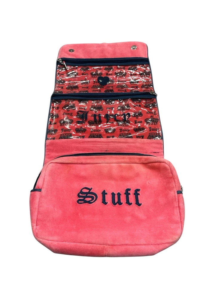 RARO DE COLECCIÓN Juicy Couture Colgante Artículos de Aseo Cosméticos Bolso Y2K Rosa Azul Marino ¡MIRA! F/S Foto 3 de 4