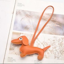   Cute Orange Dachshund Dog Bag Charm Keychain Purse Accessory  