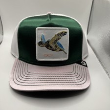 Wavy Turtle Patch Green  Pink Trucker Hat Snapback Goorin Bros The Farm