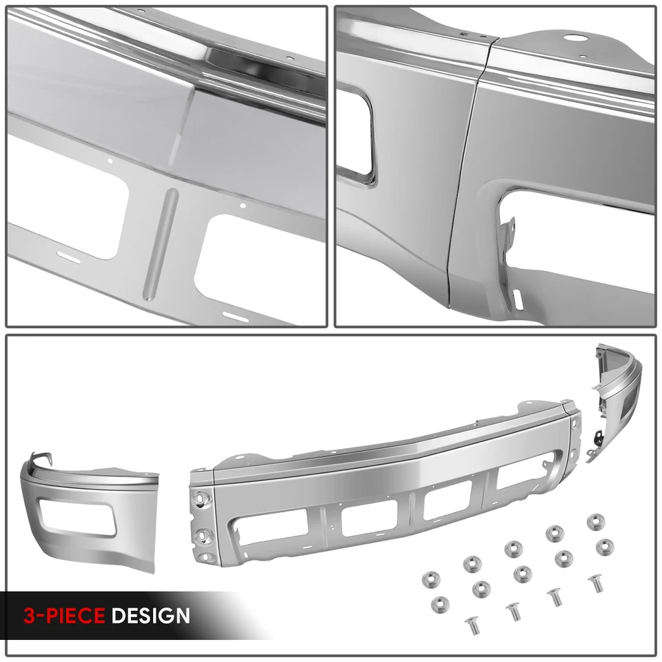For 14-15 Chevy Silverado 1500 Chrome Front Bumper Face Bar w/ Fog Light Holes - Изображение 3 из 4