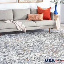Transitional Damask Area Rug Indoor Rugs for Living Room Dining Room Bedroom