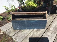 Vintage Wooden Toolbox/ Carpenters Caddy Primative 