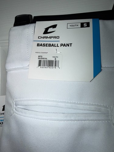 Champro YOUTH S Baseball Pants Knicker Triple Crown White/Royal Blue Piping NWT - Picture 5 of 10