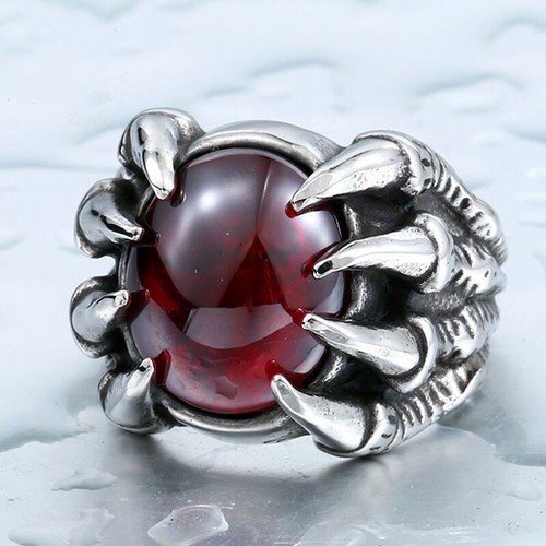 Skull Cool Punk Rings Man Band 316L Stainless Steel Steam Ram Gothic Men Ring - Picture 24 of 38