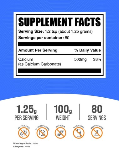 BulkSupplements Calciumcarbonat Pulver - 500mg pro Portion - Bild 8 von 12