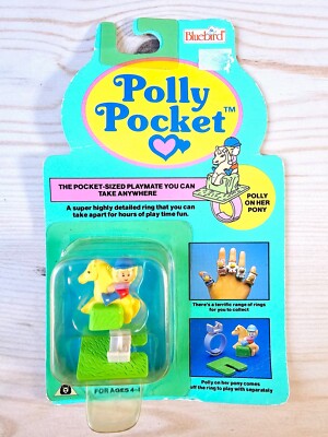 Vintage 1990 Bluebird Toys Polly Pocket Polly auf ihrem Pony Ring brandneu versiegelt