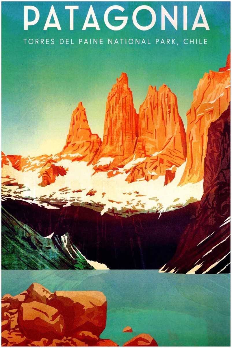 Travel Posters Patagonia - Chile Travel Poster, Retro, Vintage