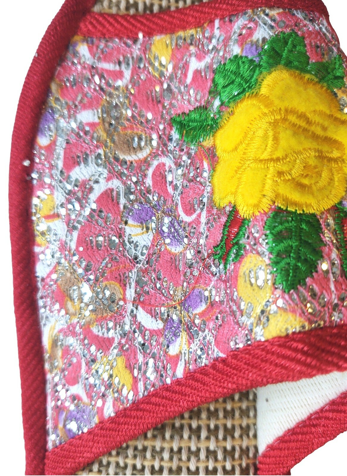 SAOLA Scarpa pantofola rossa ricamata floreale con suola in gomma