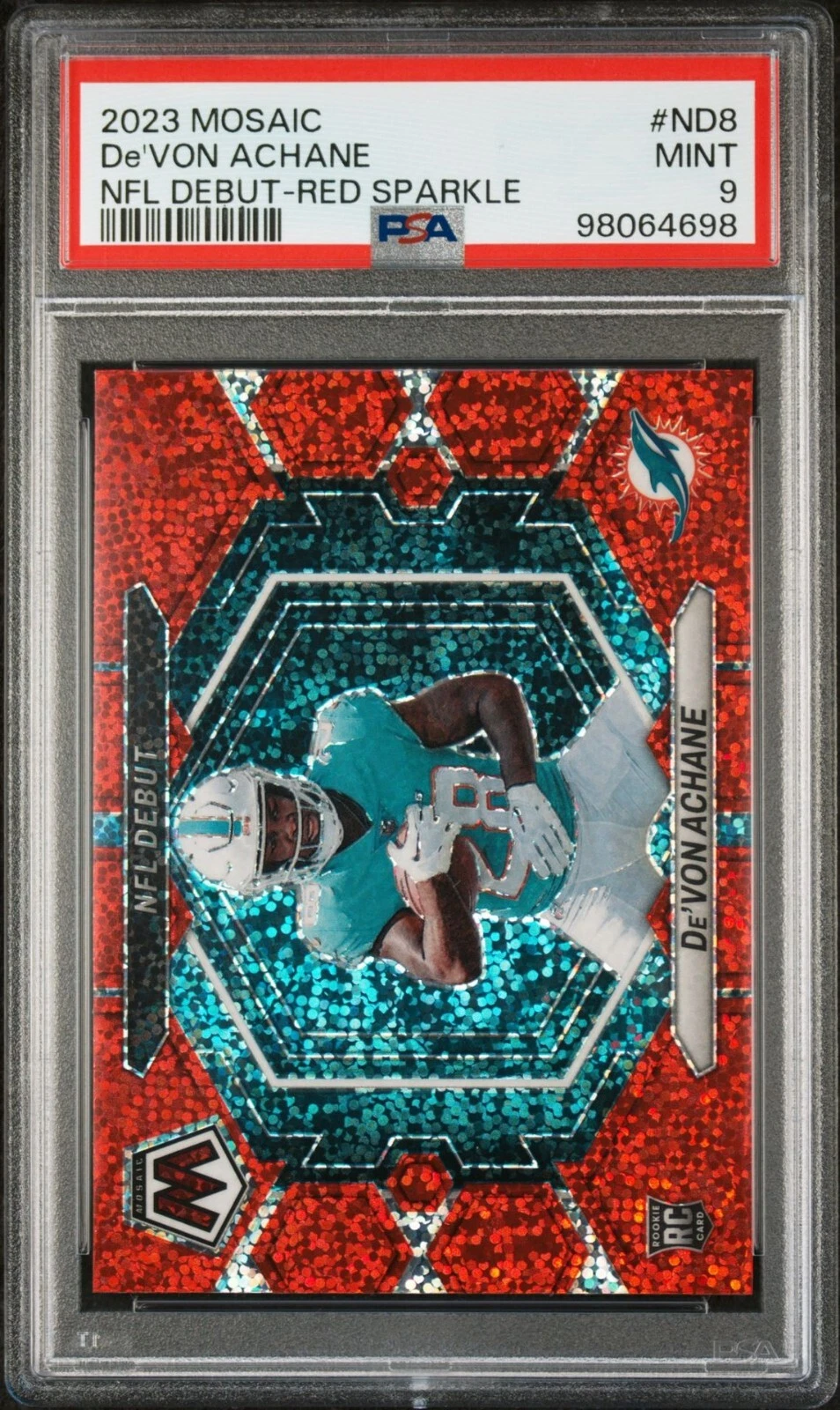 De'Von Achane Panini Mosaic NFL Debut #ND8 Red Sparkle