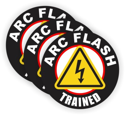 3pcs Arc Flash Trained Hard Hat Decals / Helmet Stickers Electrical Shock Hazard