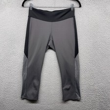 New Balance Womens Capri Legging Gray Black Colorblock Elastic Waist Size S