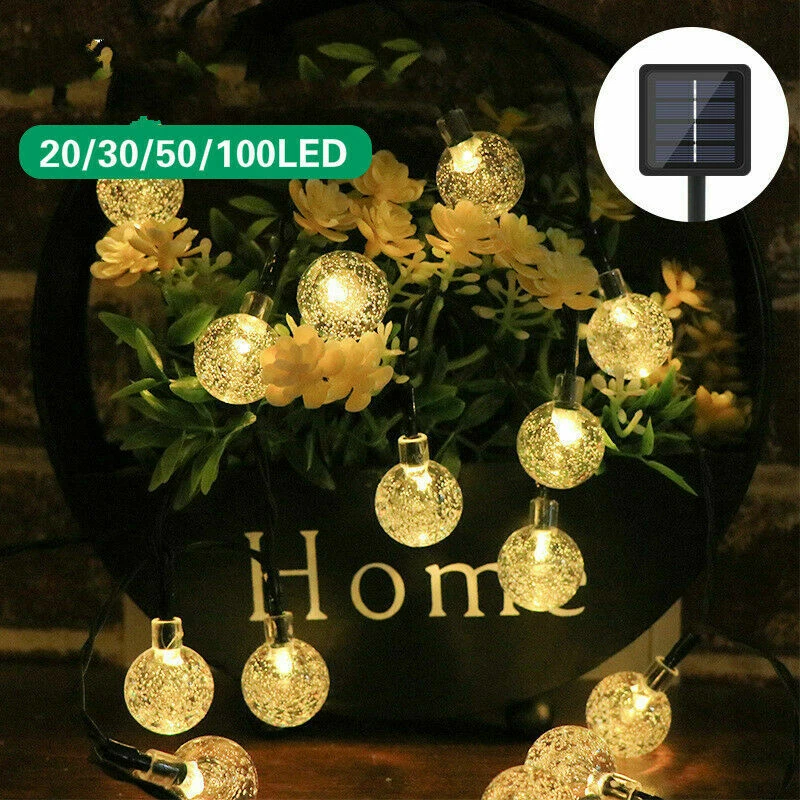 Luz de fada solar bola de LED impermeável decoração de Natal jardim ao ar livre chique - Imagem 3 de 4