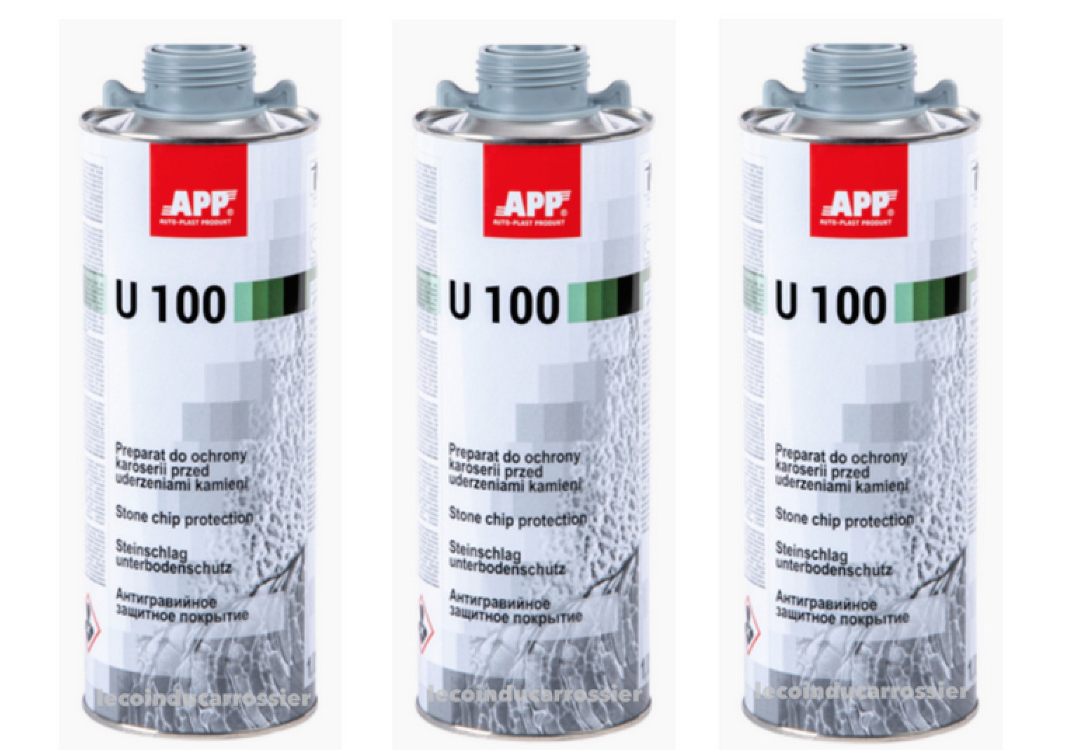 Anti-gravillons gris U100 Blaxon pour carrosserie et corps creux de voiture - Lot de 3