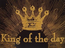 Postkarte+U."King of the day"Grußkarte*Geburtstag*Mann*schwarz*gold*Krone*edel