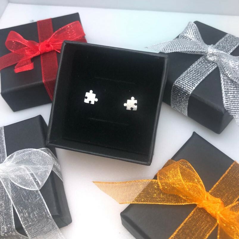 Orecchini Puzzle In Argento 925, Katy Craig, Misura Piccola 7x9mm, In Confezione Regalo - 2