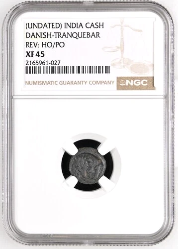1620 - 1648 Danish India Lead Cash, Kas, NGC XF 45, KM-27, RR Rarity
