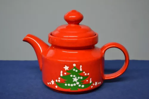 Vintage WAECHTERSBACH W. Germany CHRISTMAS TREE Red Tea Pot Teapot + Lid
