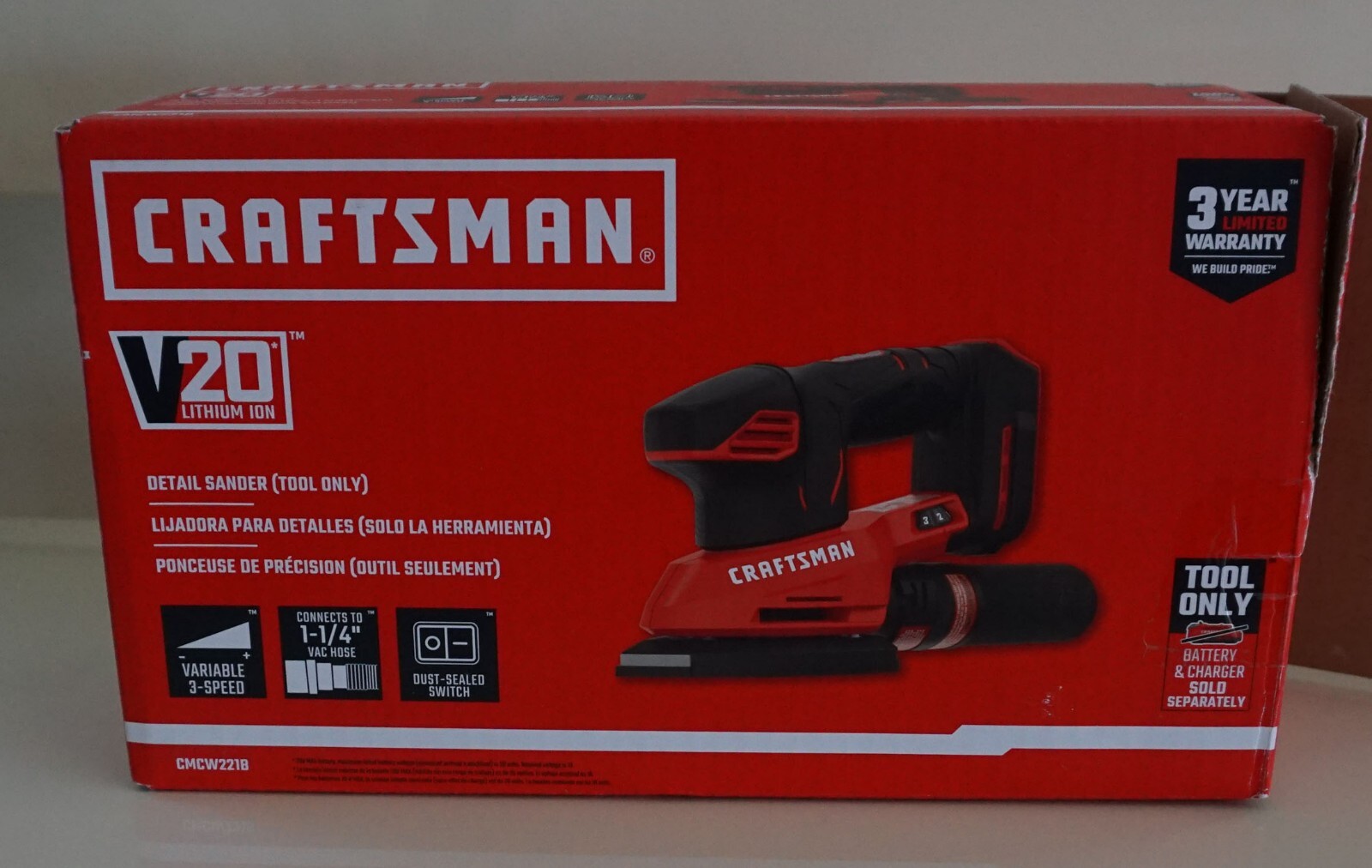 CRAFTSMAN 20V MAX Cordless Detail Sander, Tool Only (CMCW221B) 20volt
