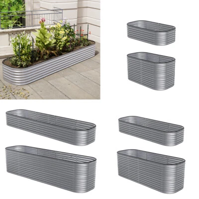Garden Metal Raised Vegetable Planter Outdoor Flower Trough Herb Grow Bed Box UK