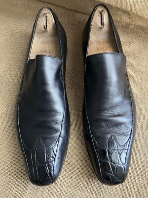 Gucci Herren Schwarz Alligator Leder Slipper Halbschuhe Größe UK 9 D || US 9,...