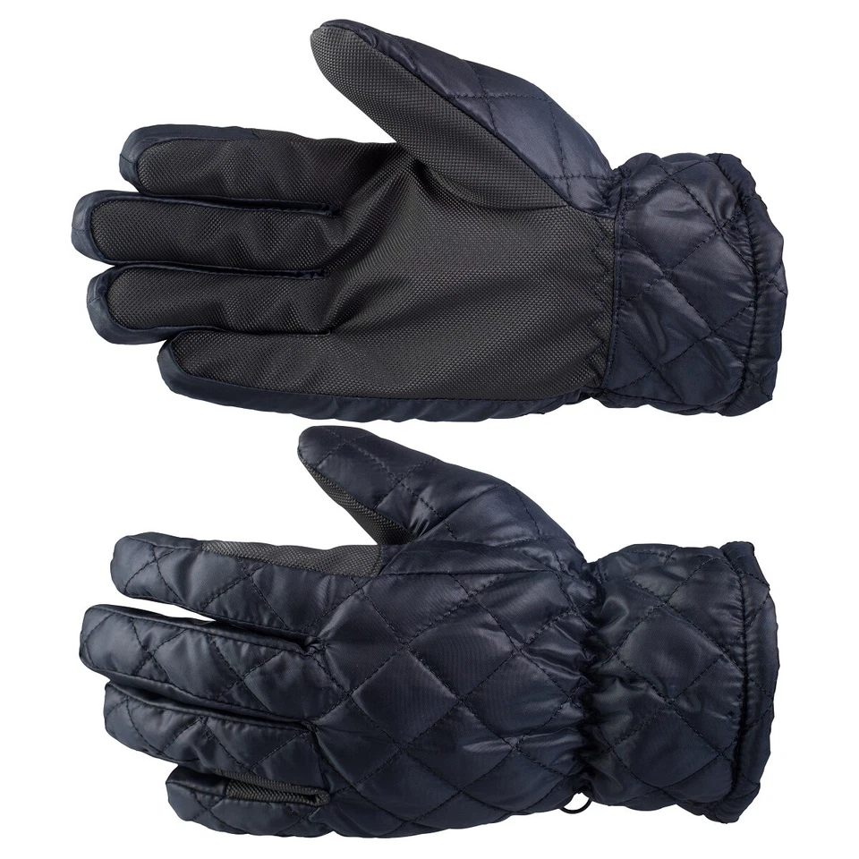 MARKENLOS 1 Paar Gesteppte Winter Handschuhe mit PU Grip Dunkelblau Größe 7-10