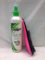Lusti Organics Olive Oil Detangling Spray 12oz, 01/21 & Detangling Brush C11 C Lusti Organics Olive Oil Detangling Spray 12oz, 01/21 & Detangling Brush C11 C