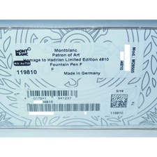 New/Sealed Montblanc Hadrian 2019 Patron of Art Fountain Pen 4810 F Nib 119810