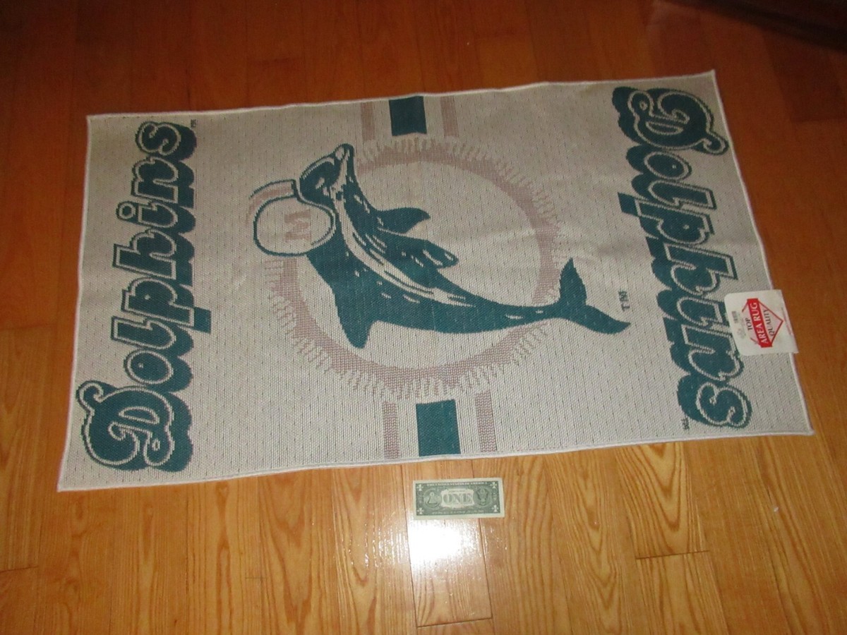 NFL MIAMI DOLPHINS FOOTBALL VINTAGE LOGO 3' X 5' RUBBER BACK
